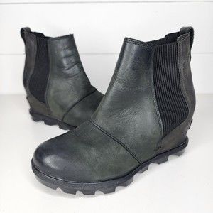 Sorel Joan Of Arctic II Wedge Chelsea Boot Black Womens Size 6 EU 37 NL3022-010